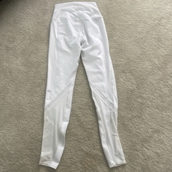 Pure white Alo yoga pants w/ mesh siding - Picture 3 of 4